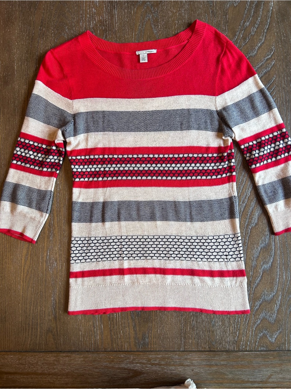 Halogen Red, Navy & Cream Striped Women’s Sweater